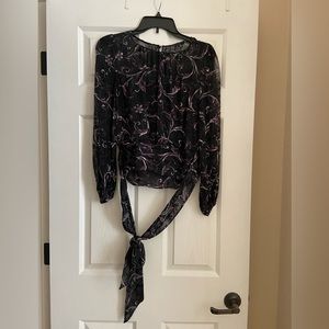 White House Black Market Floral Blouse Top Size 0